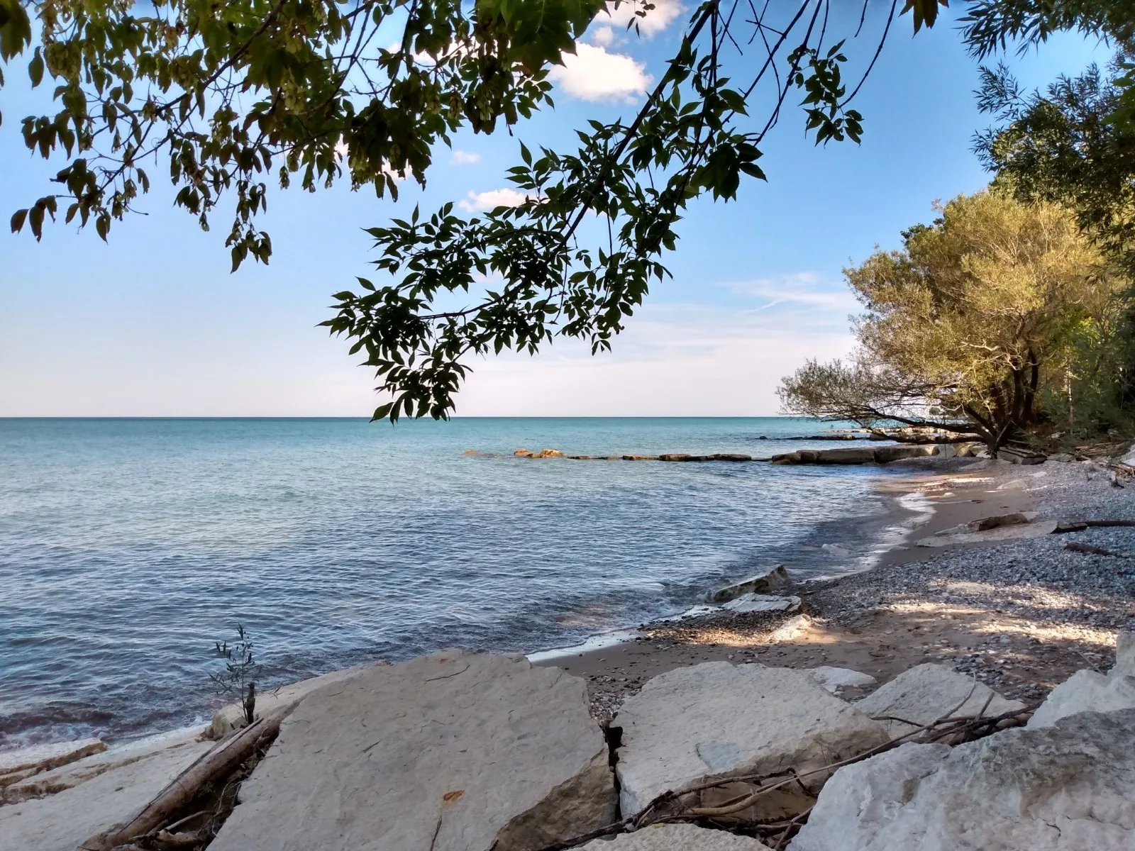 view of Lake Michigan shoreline for quiet contemplation