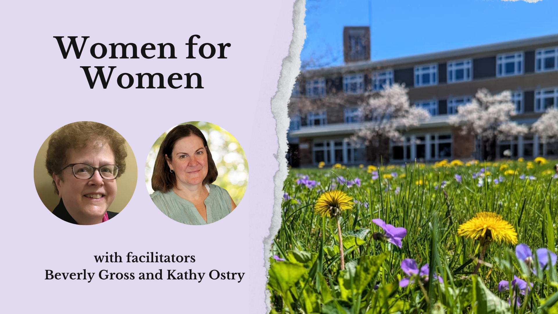 graphic for monthly women for women gathering in Racine, WIsconsin