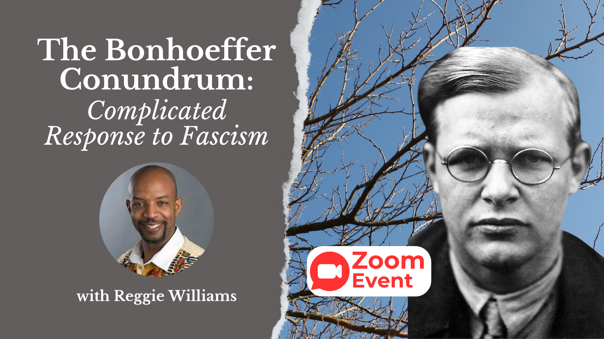 decorative graphic about the Bonhoeffer retreat on resisting fascism in racine, wisconsin