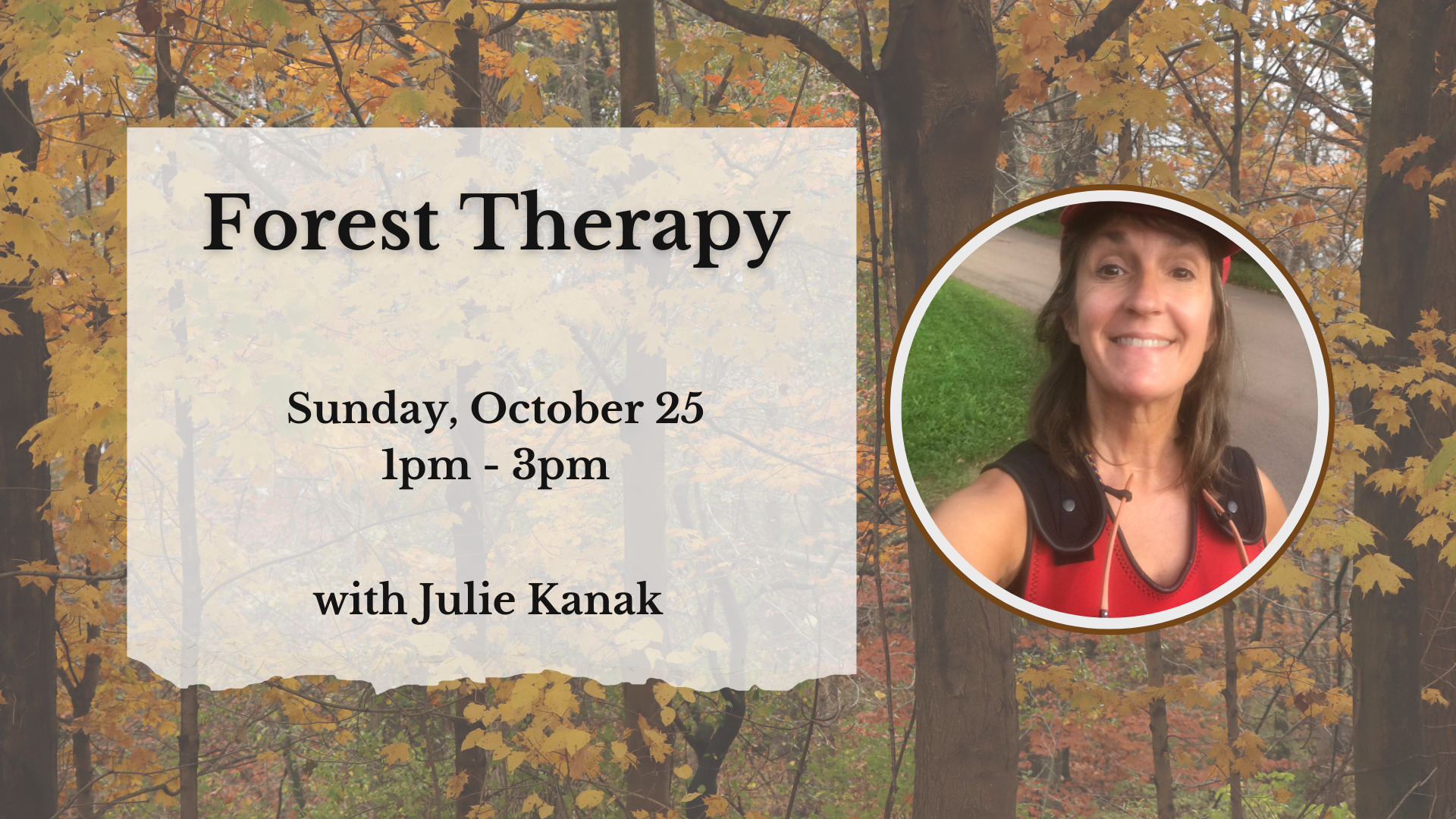 Forest Therapy information graphic for retreat in Racine, Wisconsin